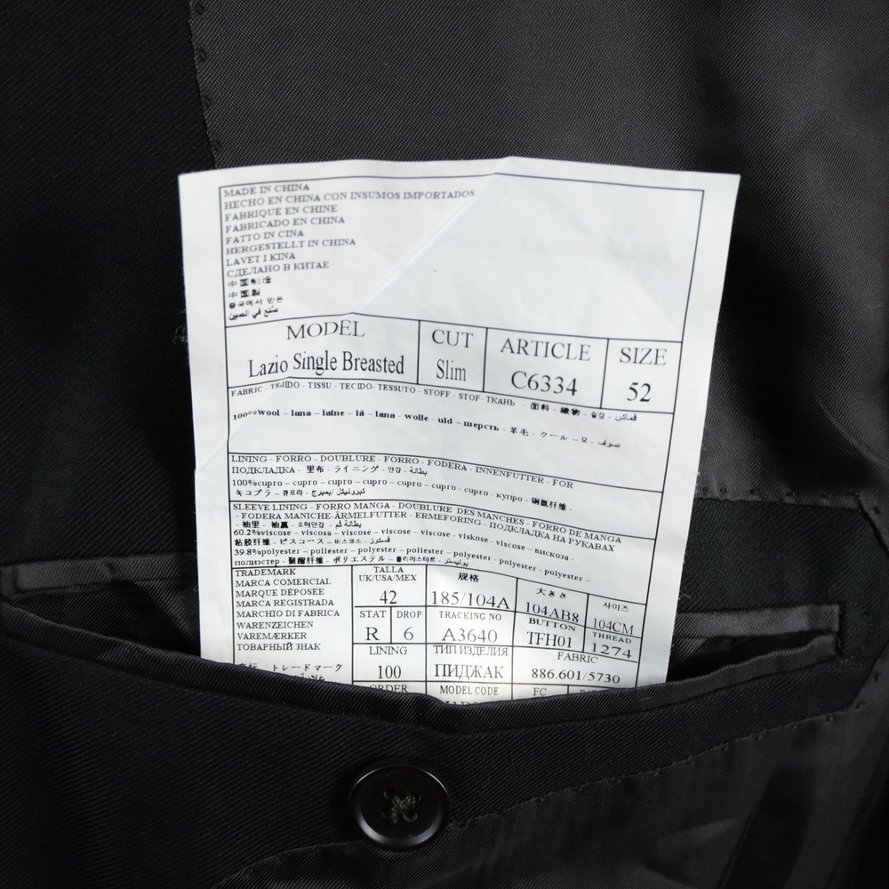 Suitsupply 42R Slim Lazio Sport Coat 100% Wool Black Two Button Double Vented - Picture 4 of 16